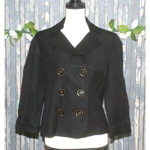 Signature by Larry Levine Ladies Black Linen Blend Jacket Size 8 Button Up